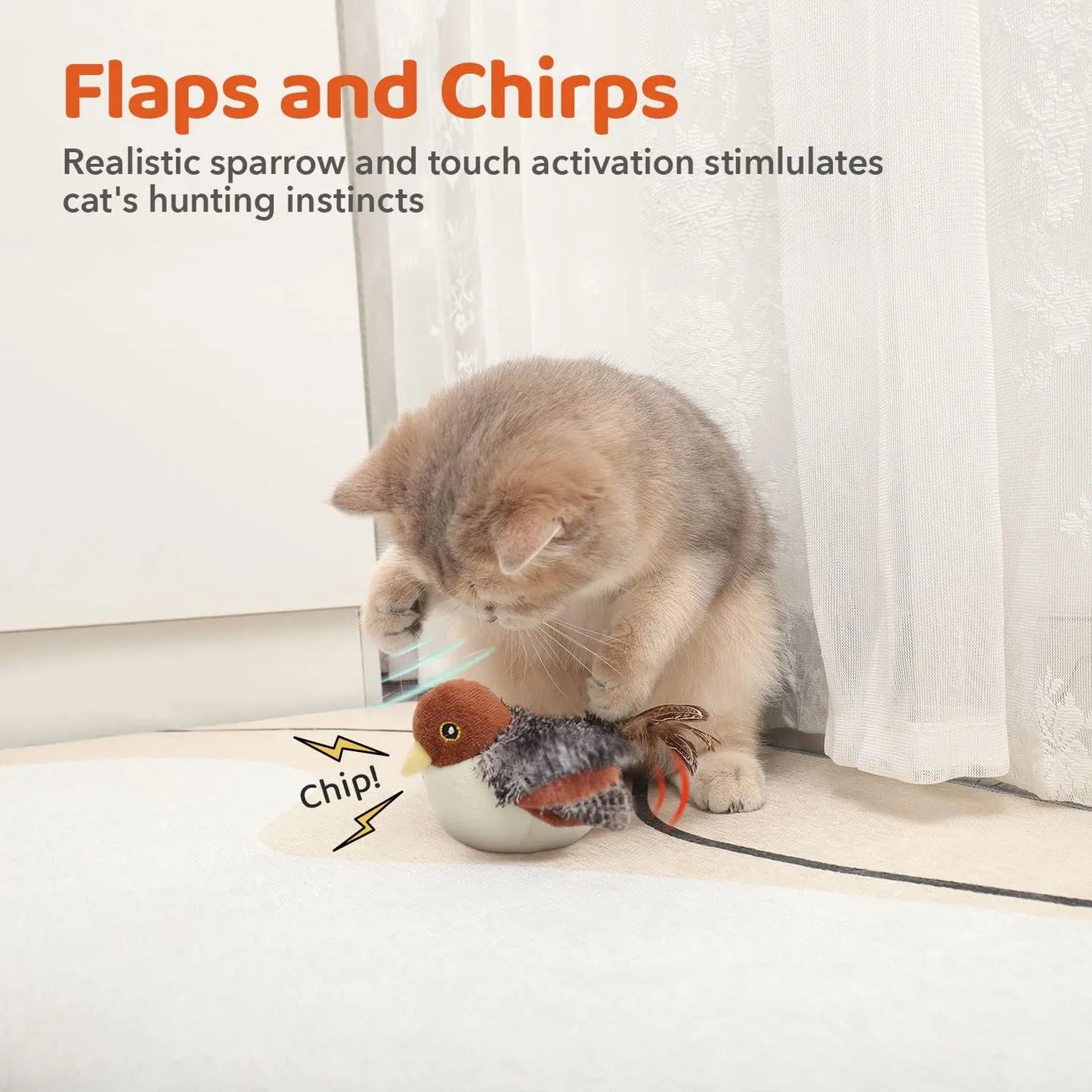 Gift Specials Countdown ⏰🎁Official Cat Toys AI Simulation Flapping Bird Sparrow Rechargeable