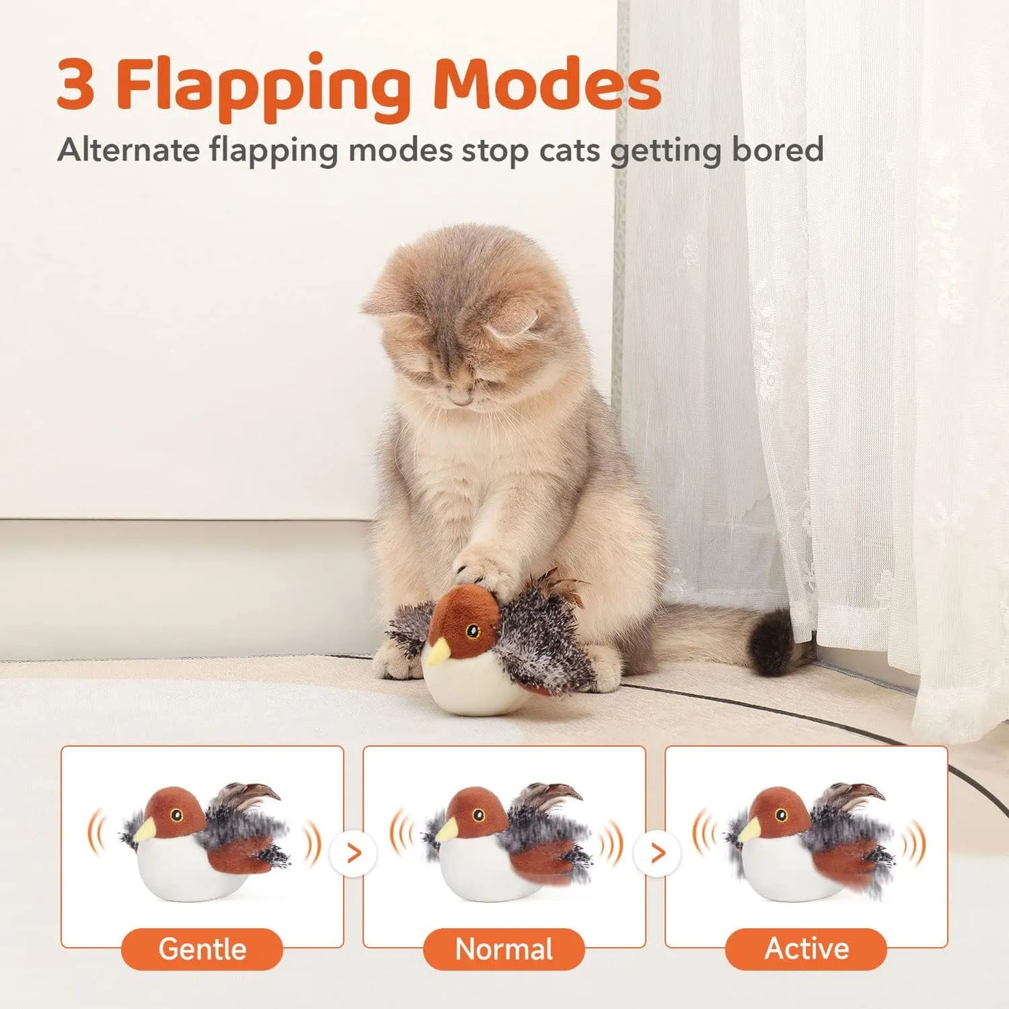 Gift Specials Countdown ⏰🎁Official Cat Toys AI Simulation Flapping Bird Sparrow Rechargeable